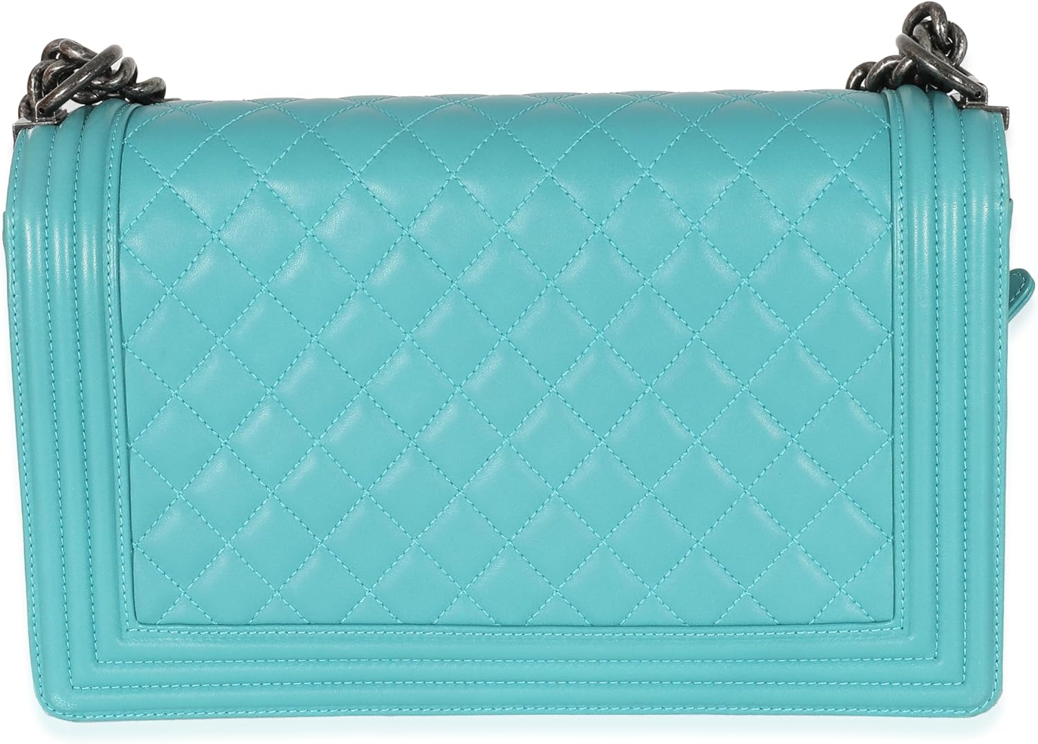 CHANEL Pre-Loved Aqua Quilted Lambskin New Medium Boy Bag