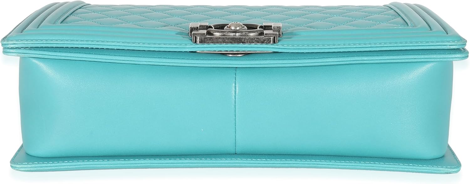 CHANEL Pre-Loved Aqua Quilted Lambskin New Medium Boy Bag