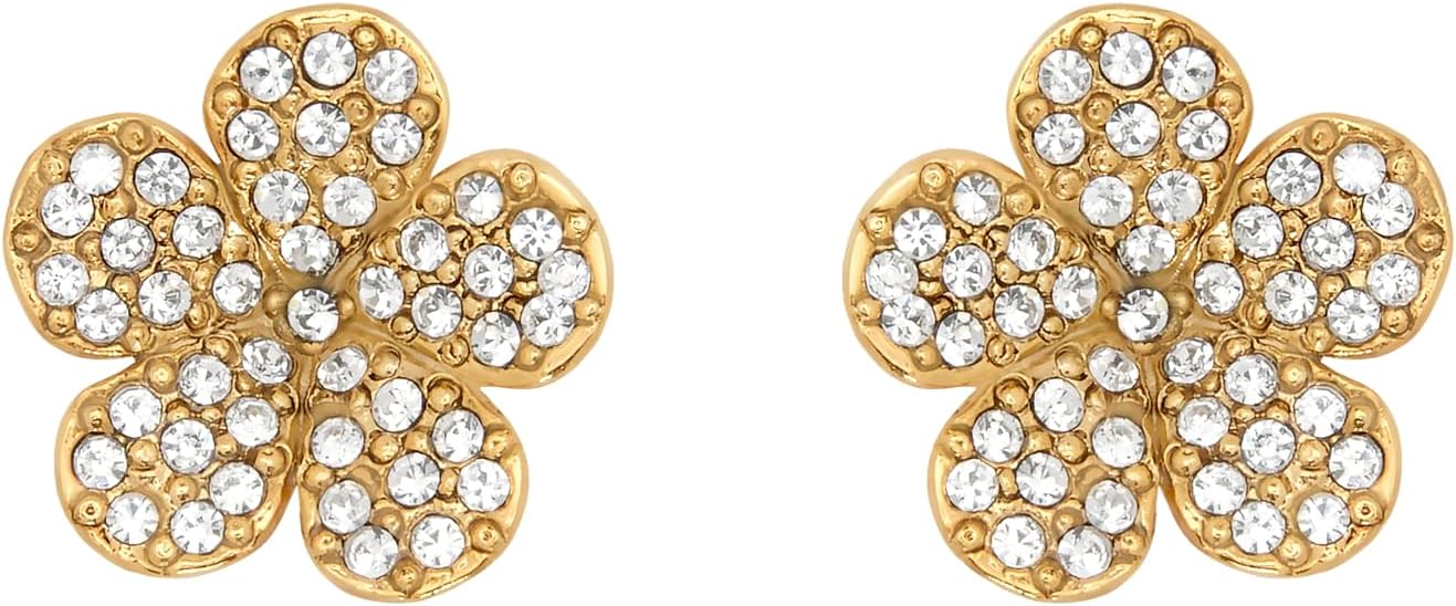 Oscar de la Renta Crystal Flower Stud Earrings