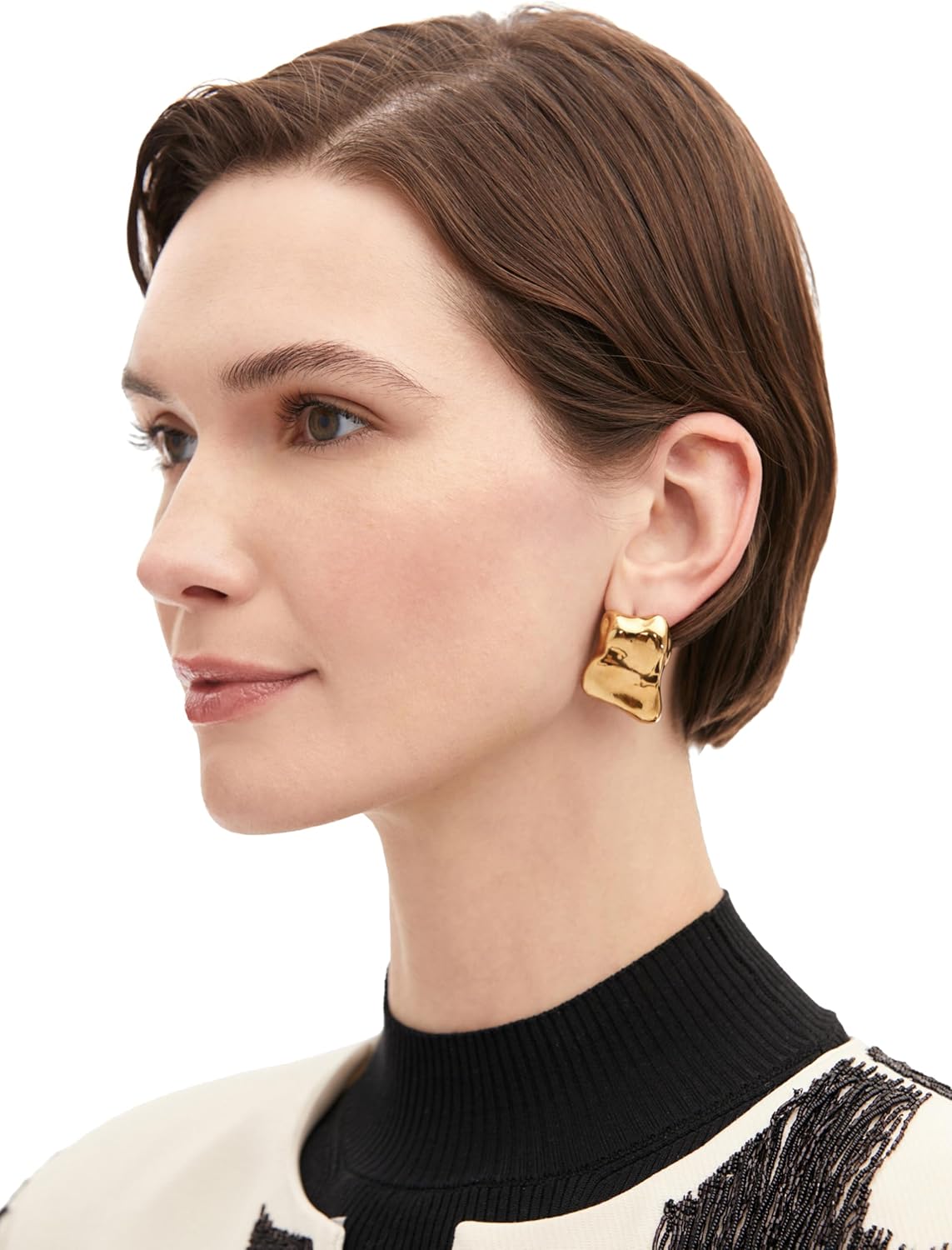 Oscar de la Renta Sculpted Metal Clip-On Earrings