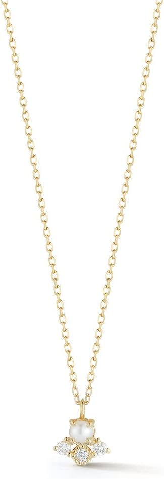 MATEO New York 14kt The Little Things Pearl and Diamond Necklace