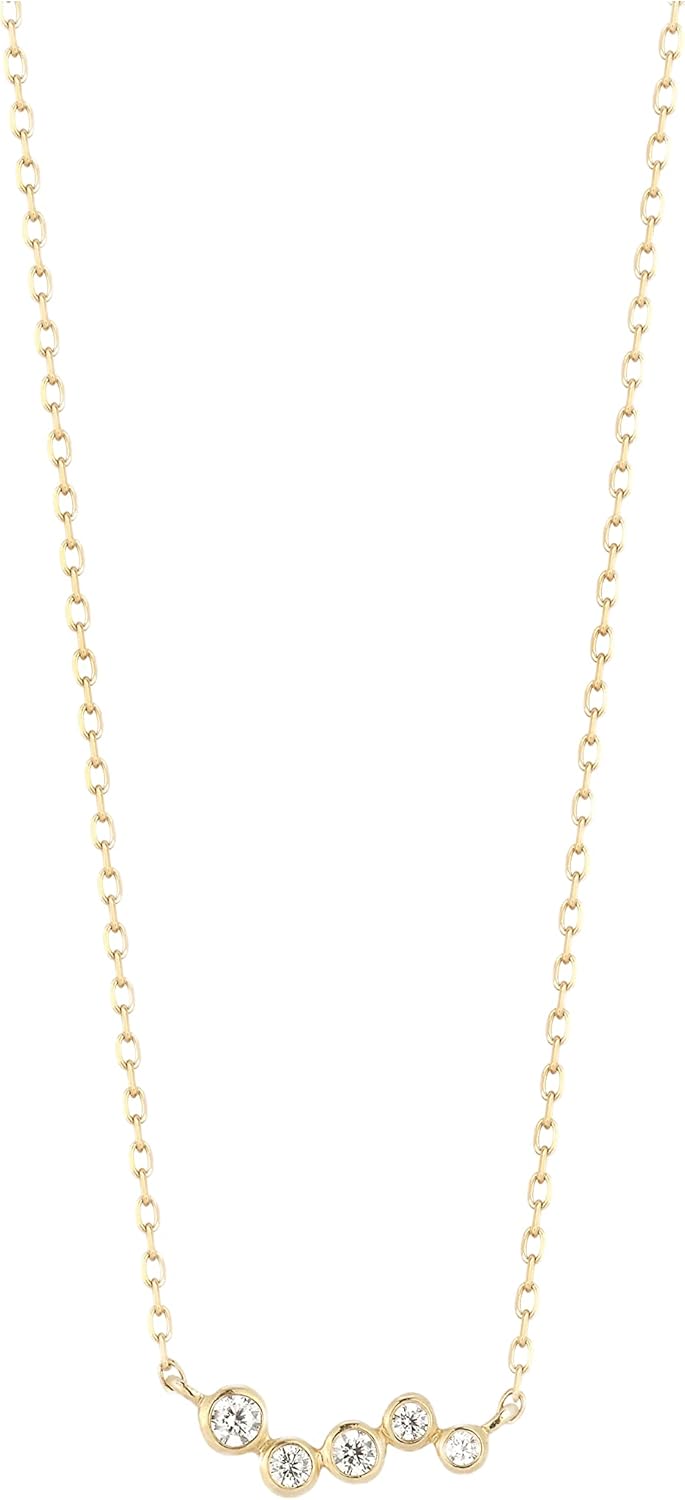 MATEO New York Mini Diamond Bezel Wave Diamond Necklace, Yellow