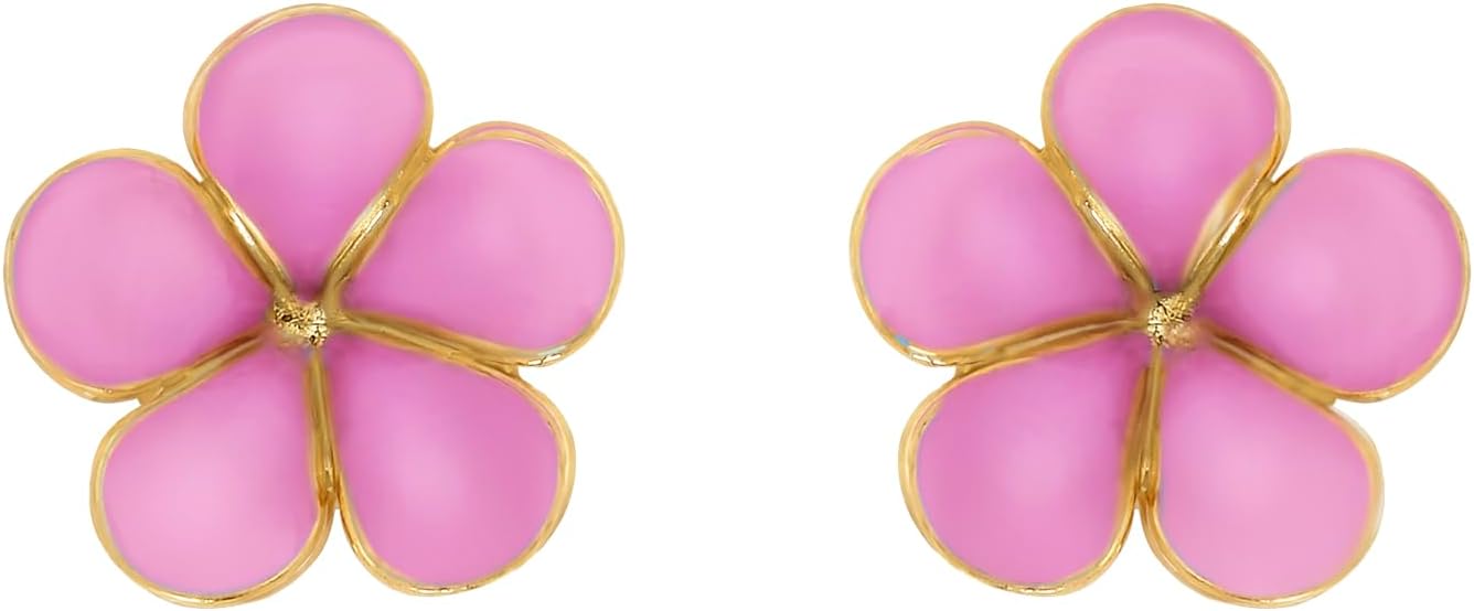 Oscar de la Renta Enamel Flower Stud Earrings