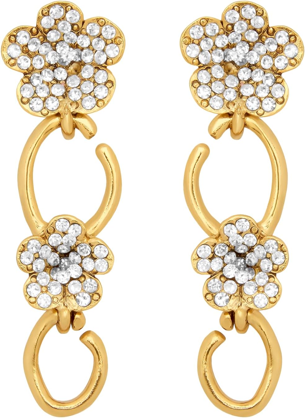 Oscar de la Renta Crystal Flower O Drop Earrings