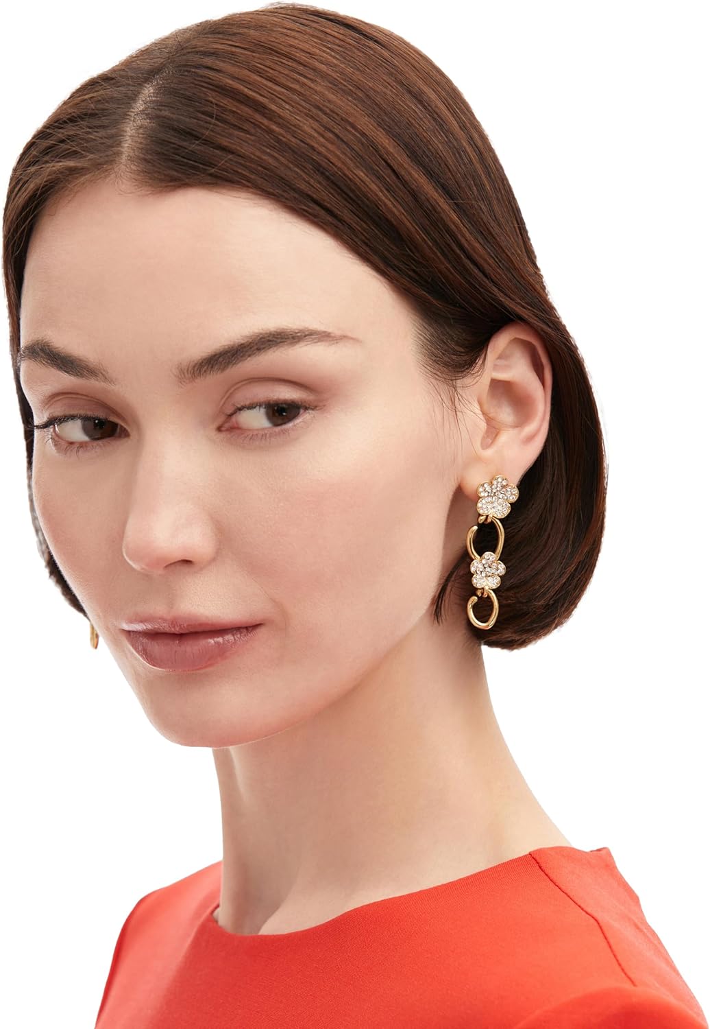 Oscar de la Renta Crystal Flower O Drop Earrings