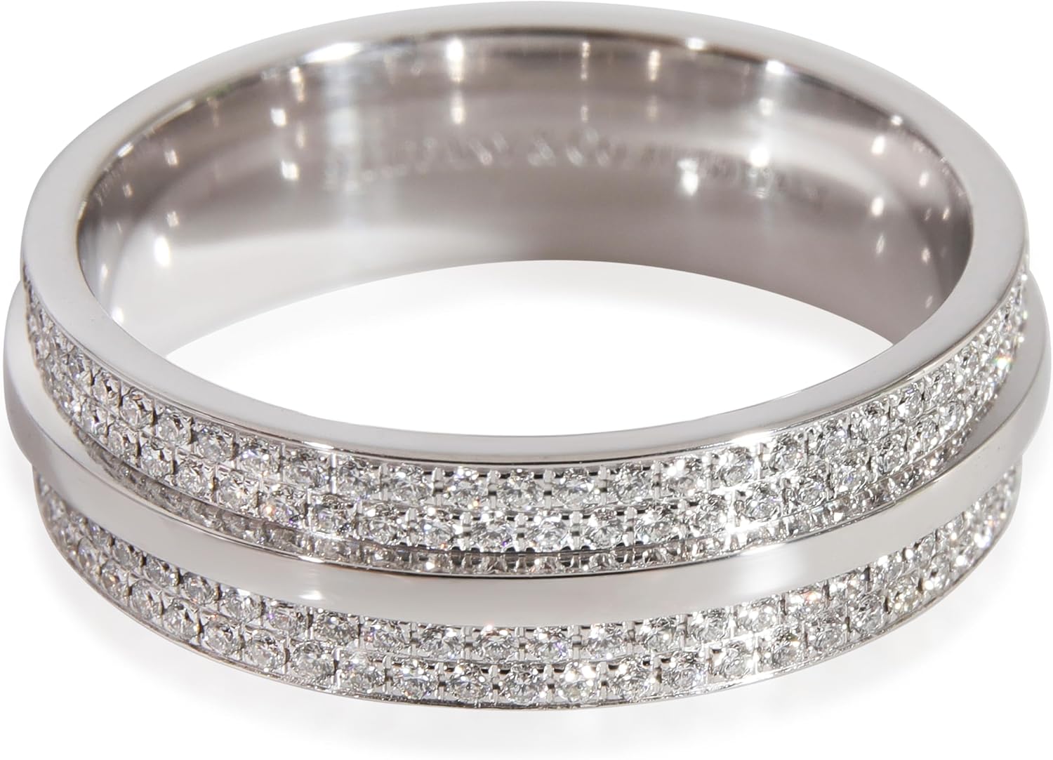 Tiffany & Co. Pre-Loved, T Wide Pave Diamond Ring in 18K White Gold 0.63 Ctw, 8