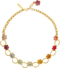 Oscar de la Renta Crystal Flower O Chain-Link Necklace