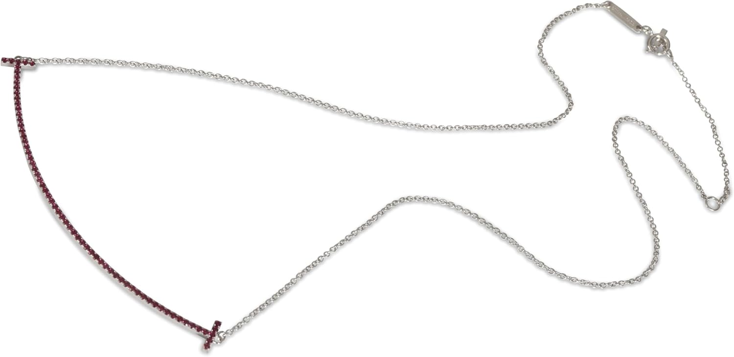 Tiffany & Co. Pre-Loved, Tiffany T Ruby Smile Necklace in 18k White Gold, 18 in