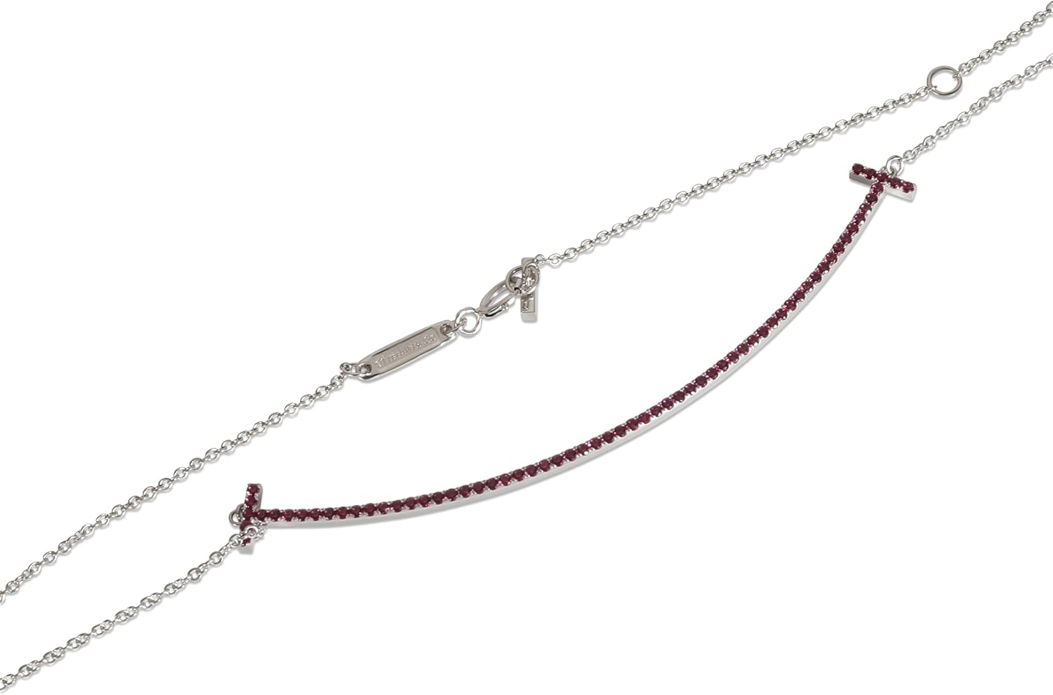 Tiffany & Co. Pre-Loved, Tiffany T Ruby Smile Necklace in 18k White Gold, 18 in