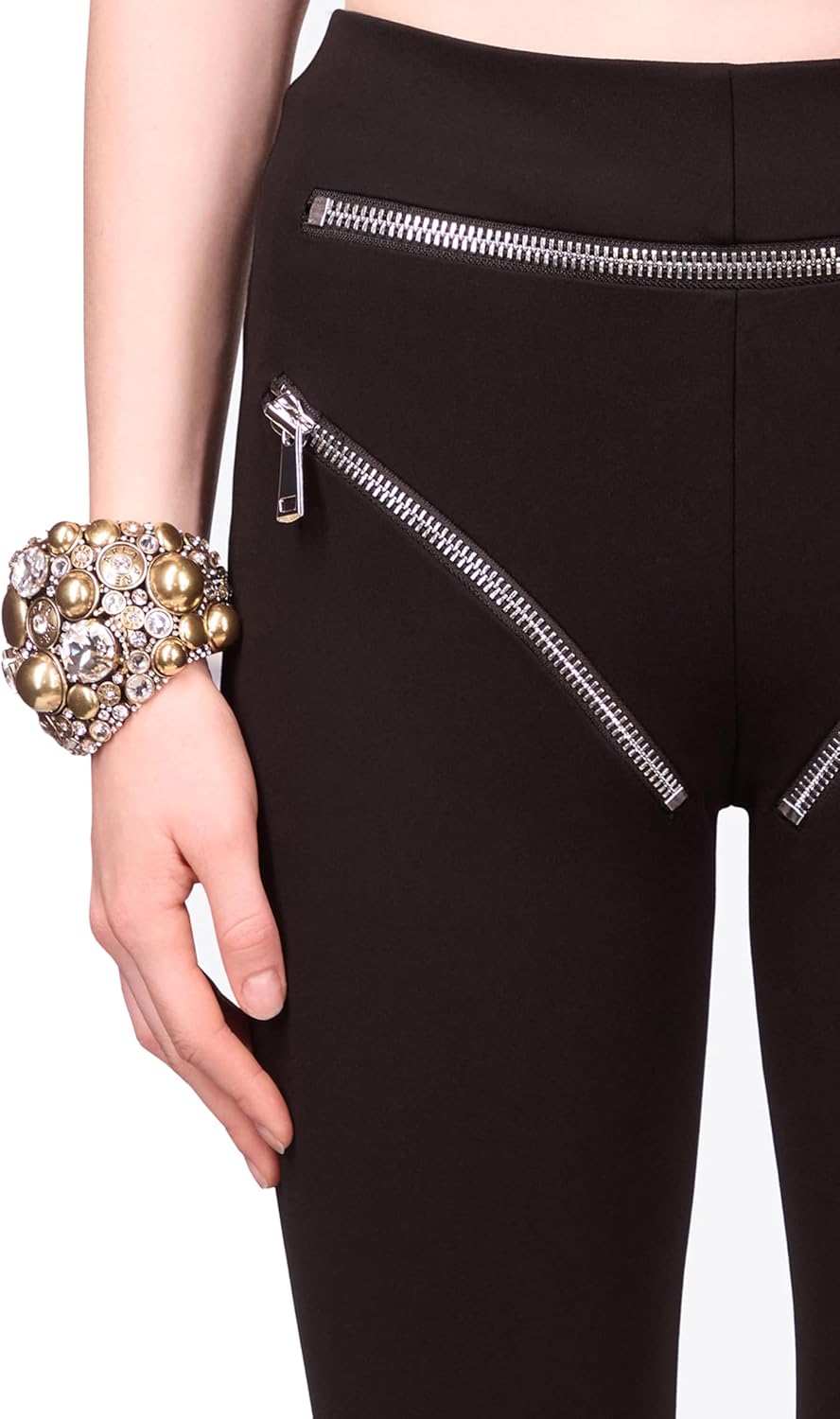 AREA Crystal Button Cluster Cuff Bracelet, OS, Antique Gold