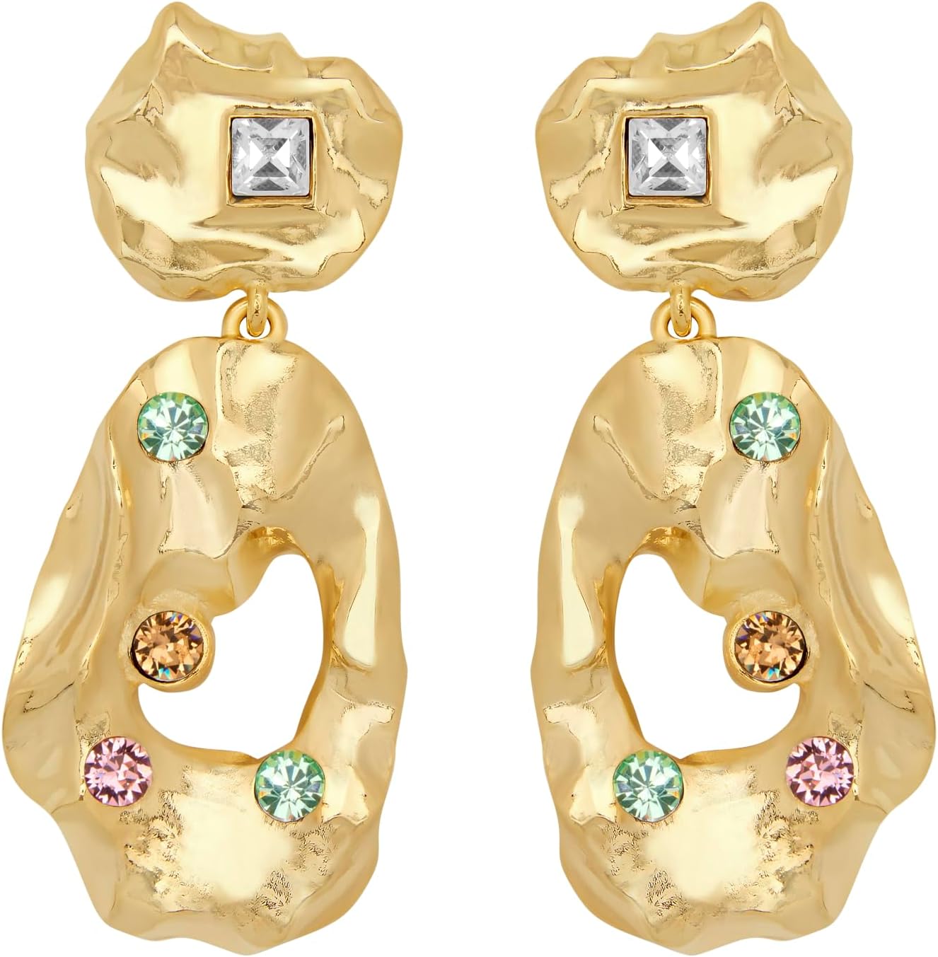 Oscar de la Renta Textured Metal Drop Earrings