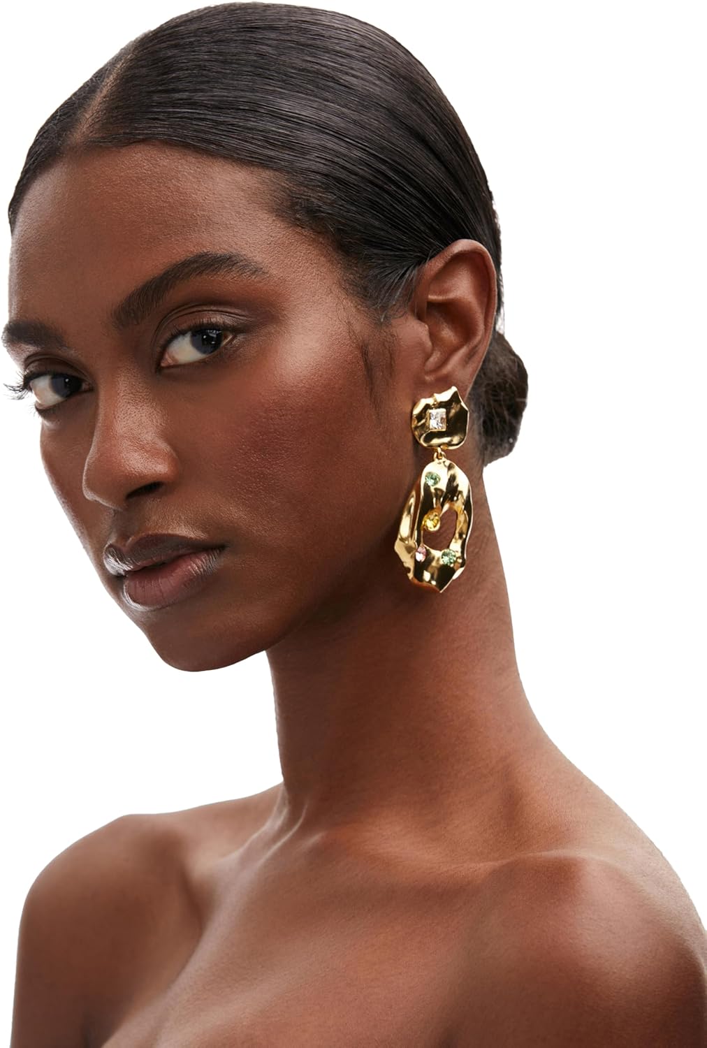 Oscar de la Renta Textured Metal Drop Earrings