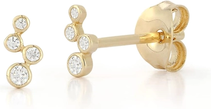 MATEO New York Diamond Wave Bezel Studs, Yellow