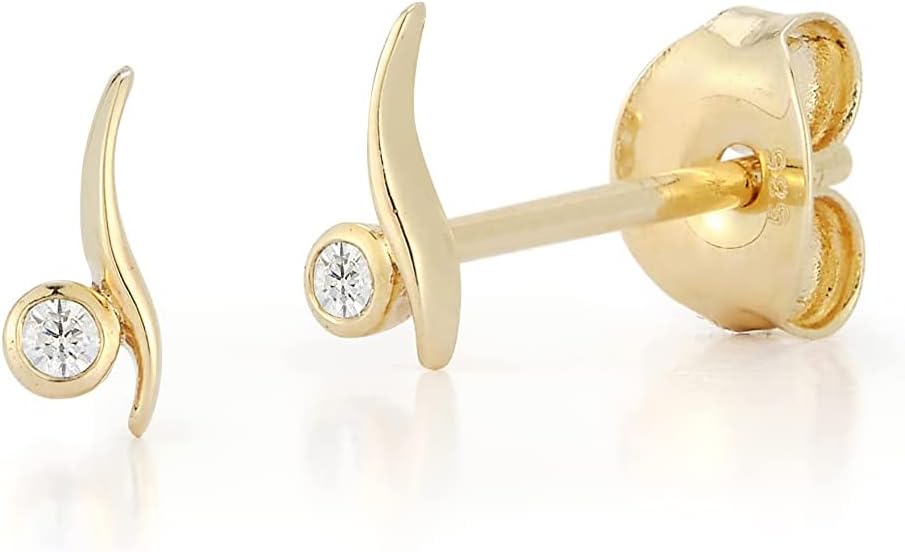 MATEO New York Diamond Point Wave Studs, Yellow