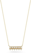 MATEO New York 14kt The Little Things Pearl and Diamond Horizontal Bar Yellow Gold Necklace For female, womens