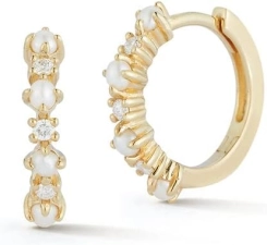 MATEO New York 14kt The Little Things Pearl and Diamond Huggie