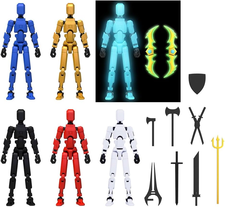 MERRYXD 6 PACK ASSEMBLY COMPLETED T13 TITAN LUCKY NOVA ACTION FIGURES 3D PRINTED MULTI-JOINTED MOVABLE TOY