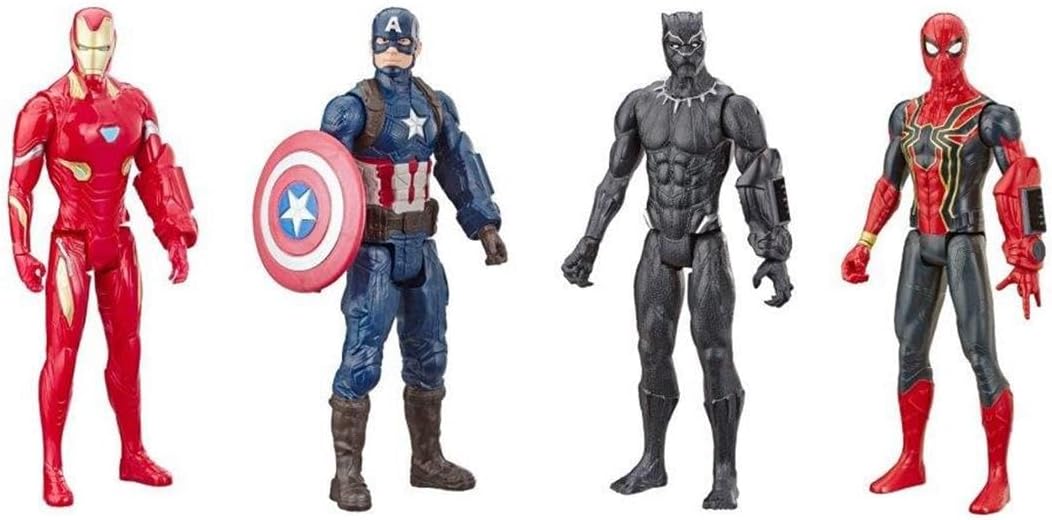 Avengers Marvel Endgame Titan Hero Series 12 Inch Action Figures - Captain America Iron Spider Black Panther Iron Man - Set of 4 Figures