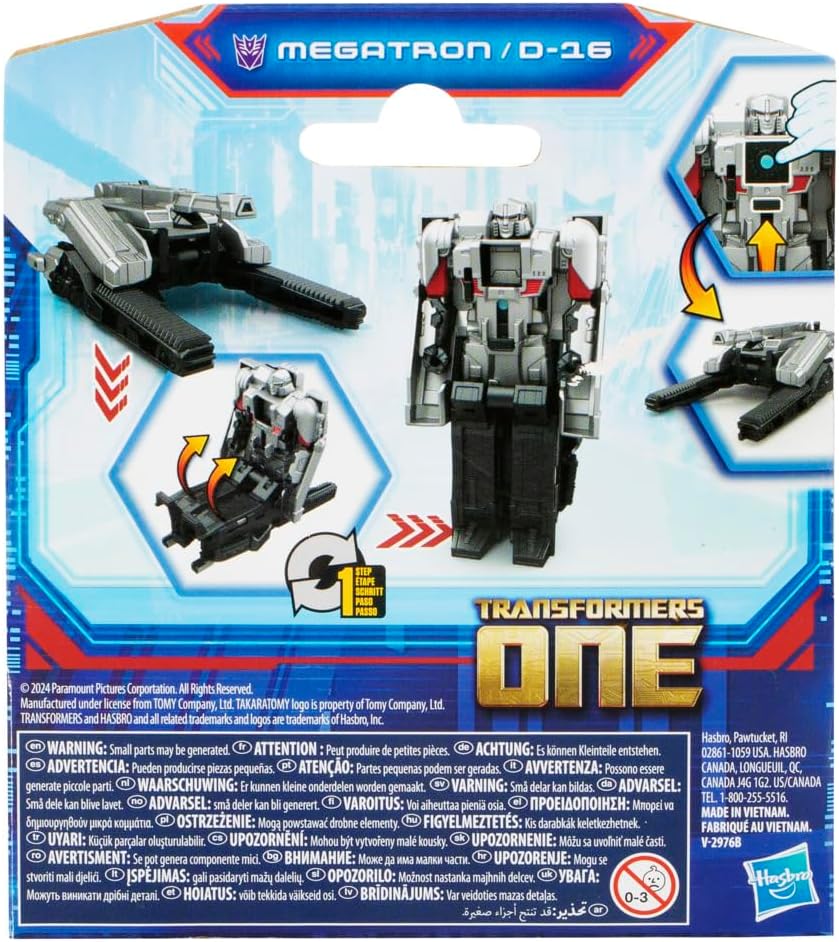 Transformers One Cog Changer Megatron D-16 4-Inch Robot Action Figure Interactive Toys for Boys Girls Ages 6+