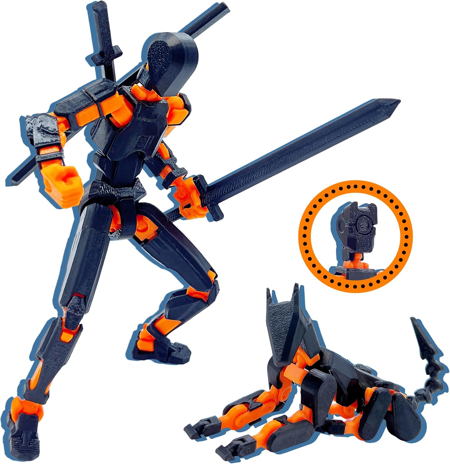 T13 Action Figure Set 3D Printed Toys Robo 13 Dummy Titan 13 Action Figure Black Orange