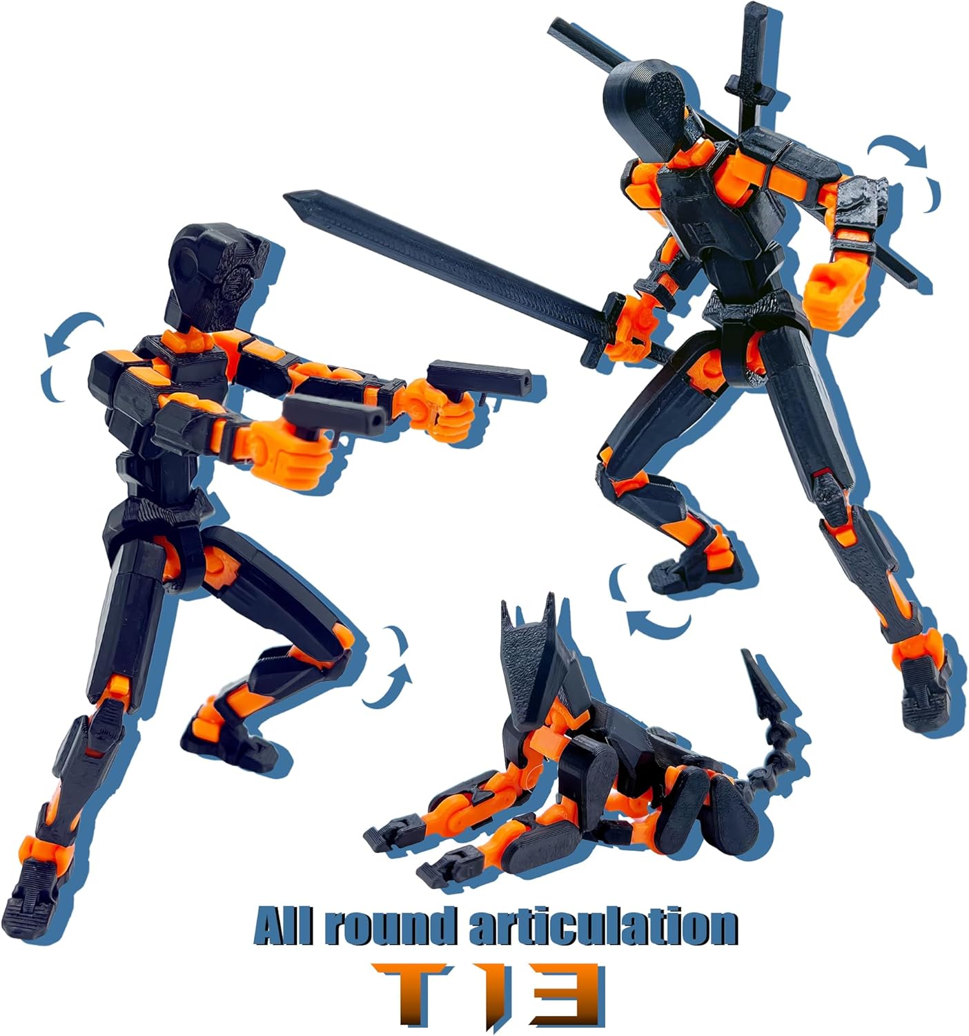 T13 Action Figure Set 3D Printed Toys Robo 13 Dummy Titan 13 Action Figure Black Orange
