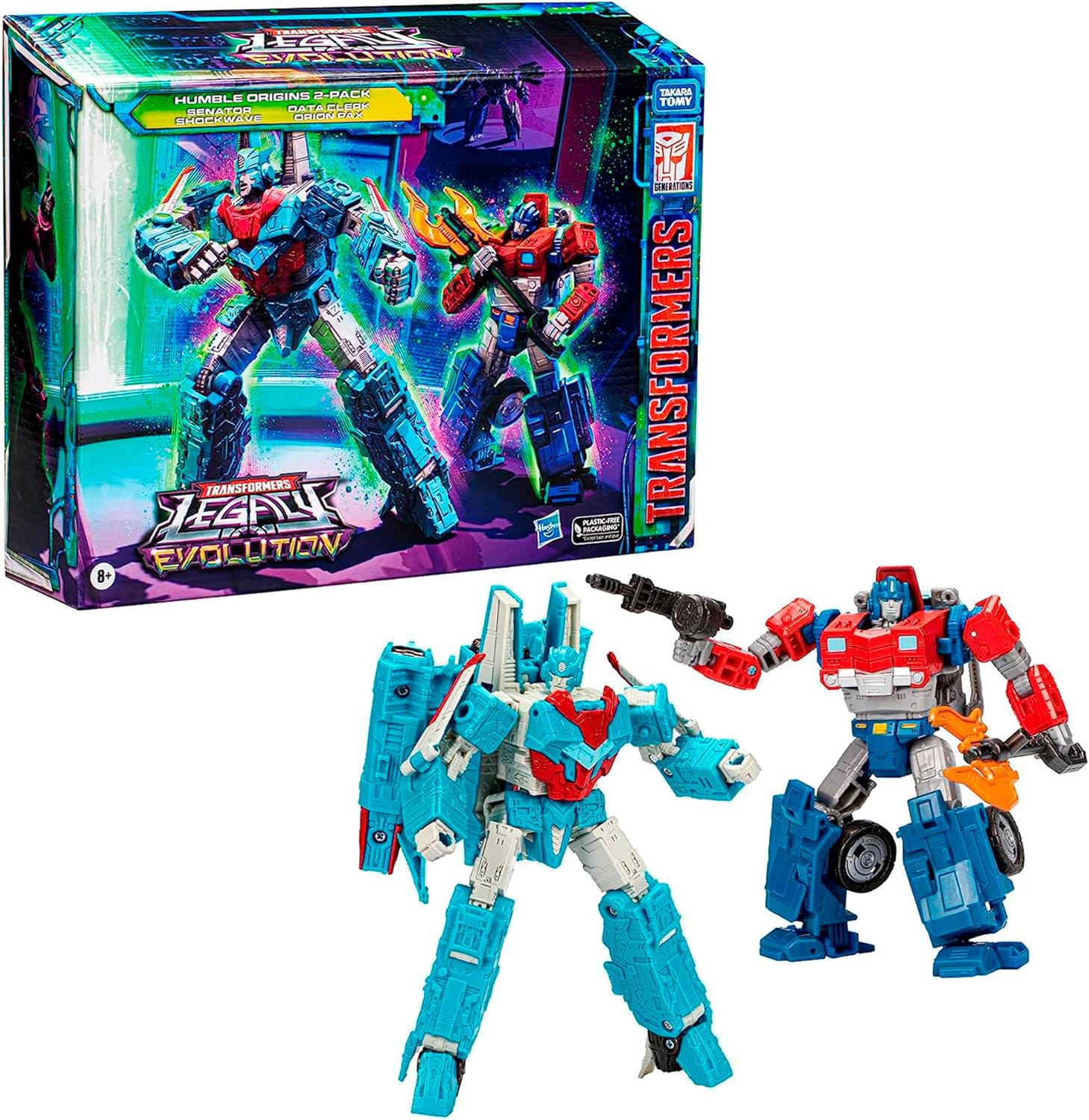 Transformers Legacy Evolution Voyager Shockwave & Deluxe Orion Pax Figures 2-Pack for Kids 8+