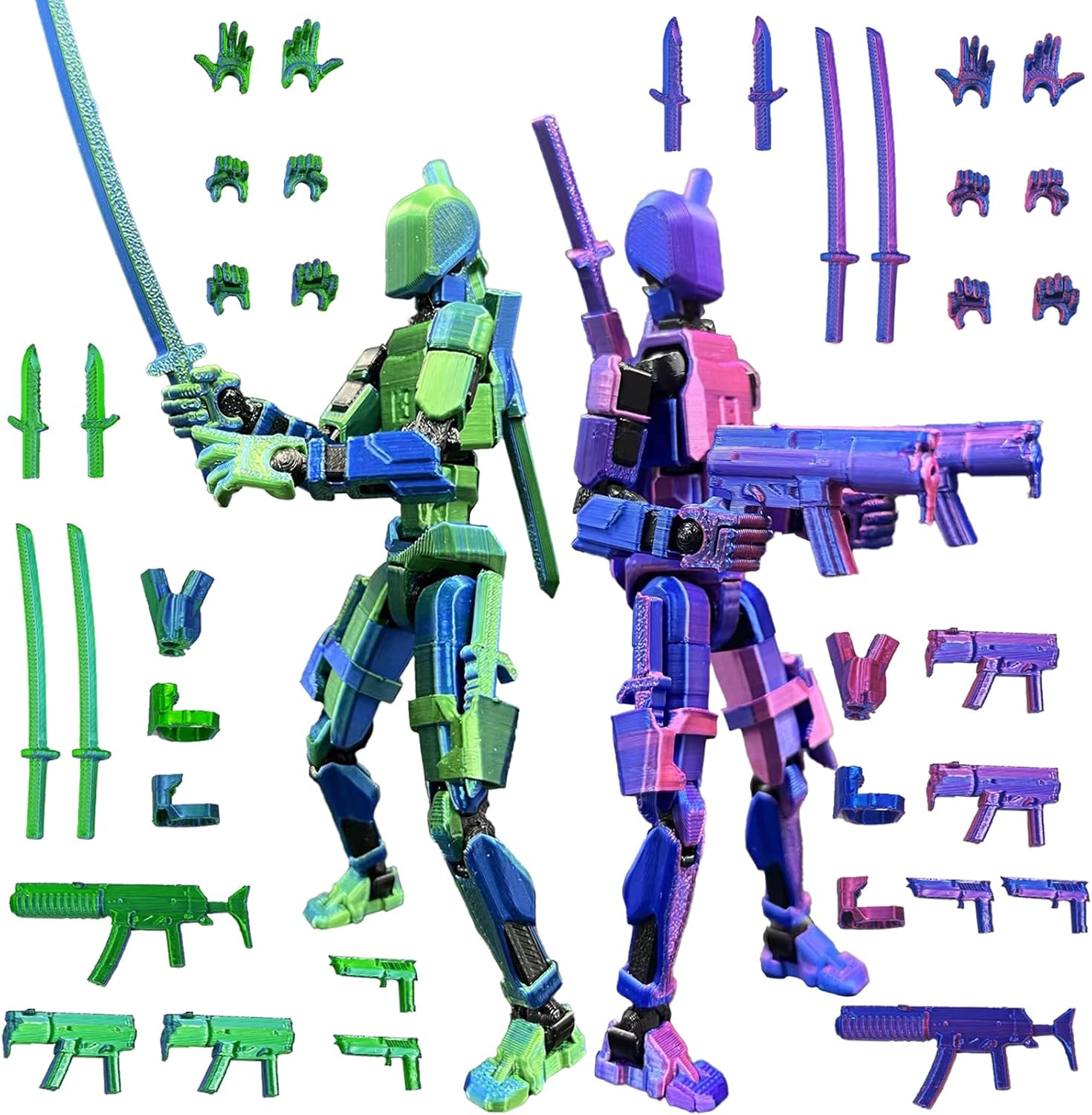 T13 ACTION FIGURE SET 3D PRINTED MULTI-JOINTED TITAN 13 ACTION FIGURES LUCKY MOBILE ROBOT NOVA T-13 DESKTOP DECORATIONS GAME LOVERS TOYS BLUE PURPLE