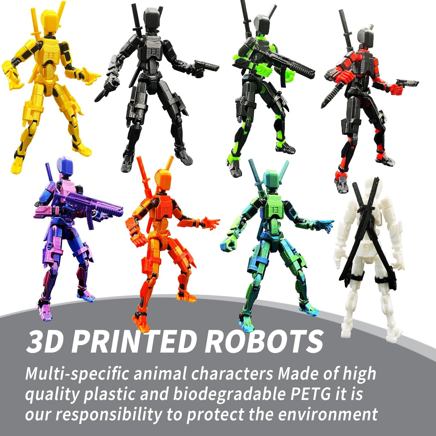 T13 ACTION FIGURE SET 3D PRINTED MULTI-JOINTED TITAN 13 ACTION FIGURES LUCKY MOBILE ROBOT NOVA T-13 DESKTOP DECORATIONS GAME LOVERS TOYS BLUE PURPLE