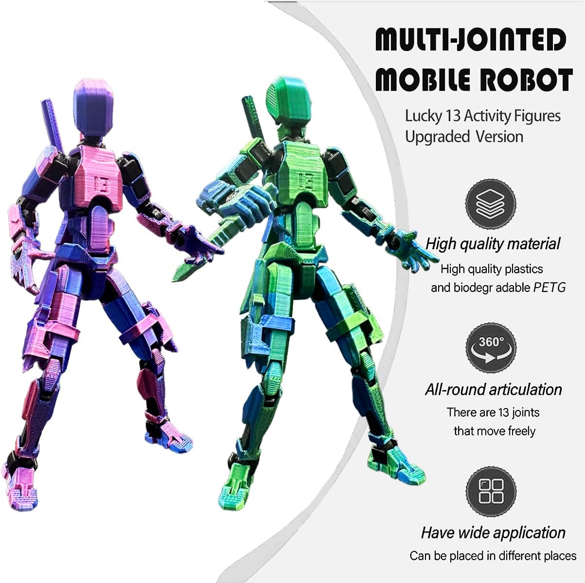 T13 ACTION FIGURE SET 3D PRINTED MULTI-JOINTED TITAN 13 ACTION FIGURES LUCKY MOBILE ROBOT NOVA T-13 DESKTOP DECORATIONS GAME LOVERS TOYS BLUE PURPLE