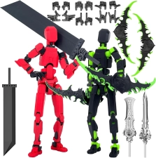 T13 Titan Robot 3D Printed Action Figure Set Articulated Dummy Lucky 13 Collectible Desktop Decor Black Green Red