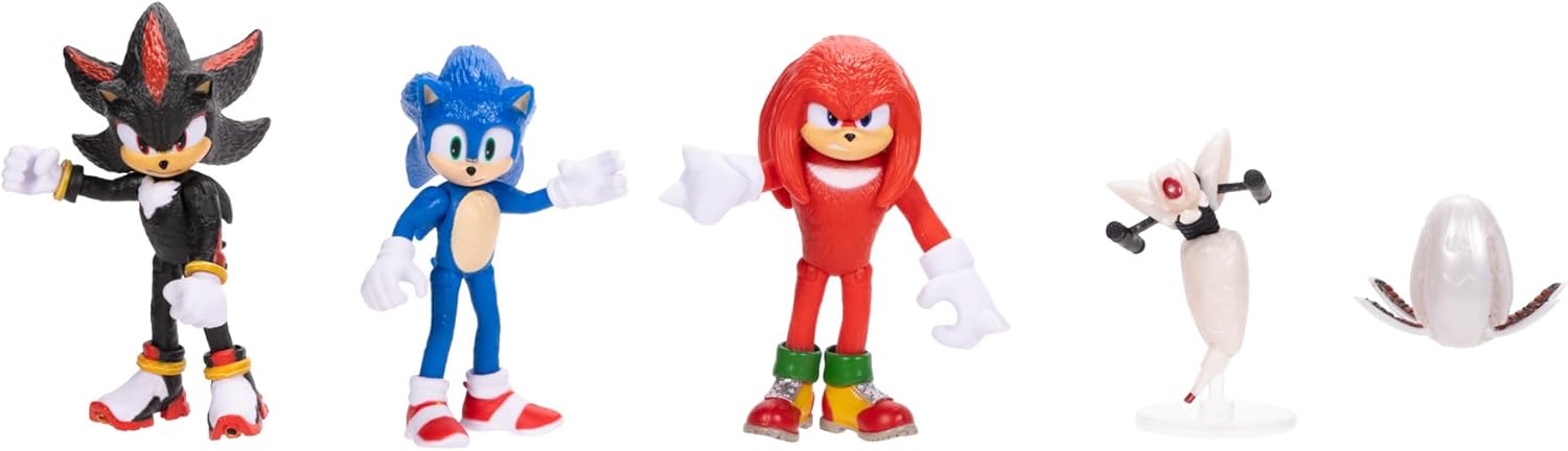 Sonic 3 Movie Action Figures 2.5 Inch Movie Collector Toy Multi-Pack Sonic Knuckles Shadow Buzz Bomber Drone Officially Licensed Toys