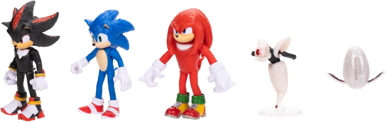 Sonic 3 Movie Action Figures 2.5 Inch Movie Collector Toy Multi-Pack Sonic Knuckles Shadow Buzz Bomber Drone Officially Licensed Toys