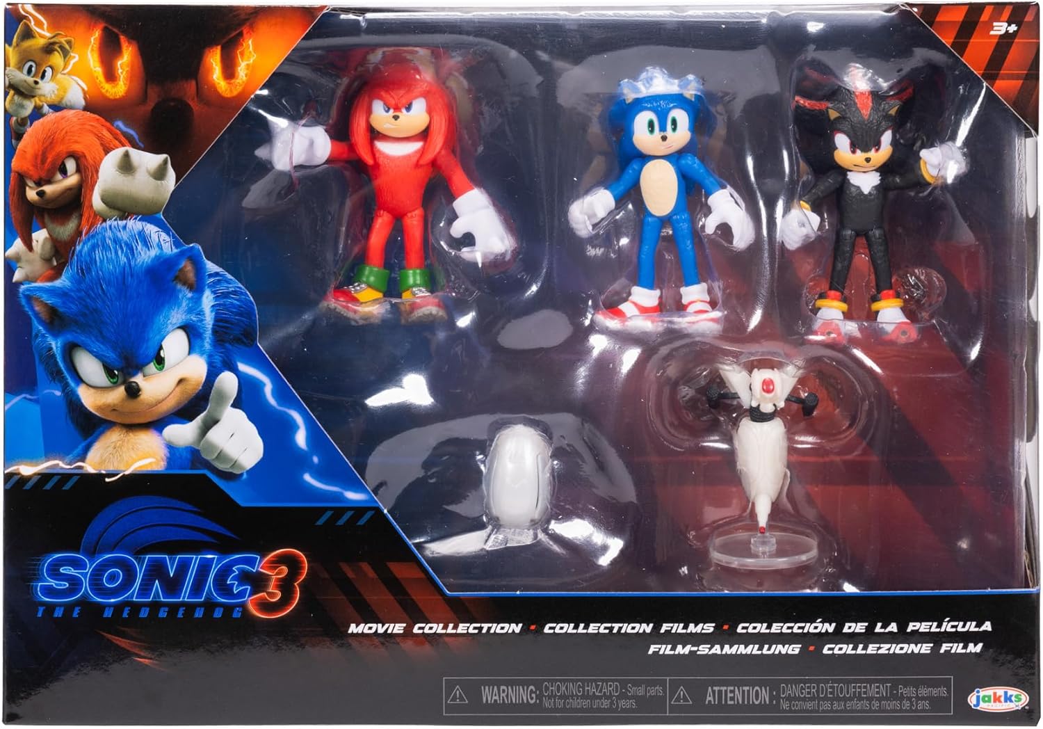 Sonic 3 Movie Action Figures 2.5 Inch Movie Collector Toy Multi-Pack Sonic Knuckles Shadow Buzz Bomber Drone Officially Licensed Toys
