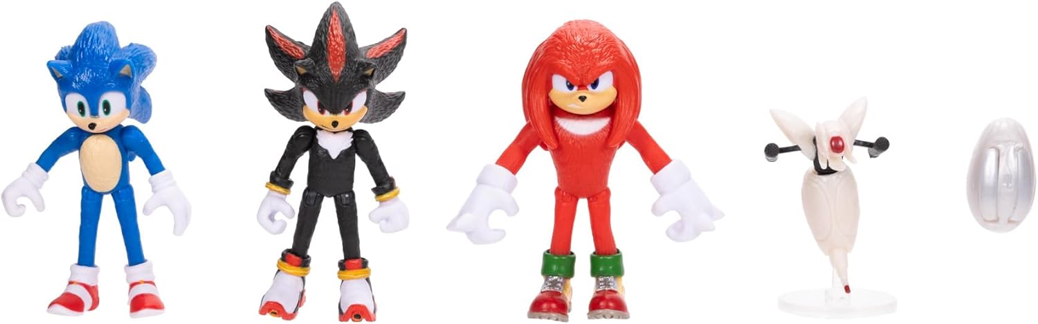 Sonic 3 Movie Action Figures 2.5 Inch Movie Collector Toy Multi-Pack Sonic Knuckles Shadow Buzz Bomber Drone Officially Licensed Toys