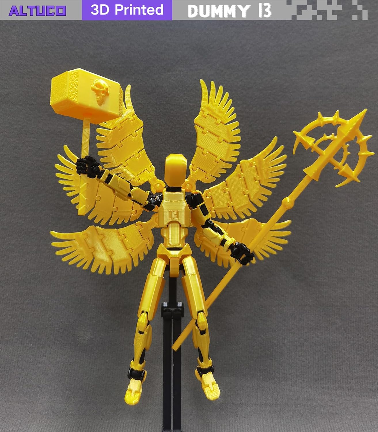 T13 Angel Action Figure with Multiple Accessories Assembled Titan 13 Desktop Decorative Toy 3D Printed Multi-Jointed Dummy 13 Figure with Bracket