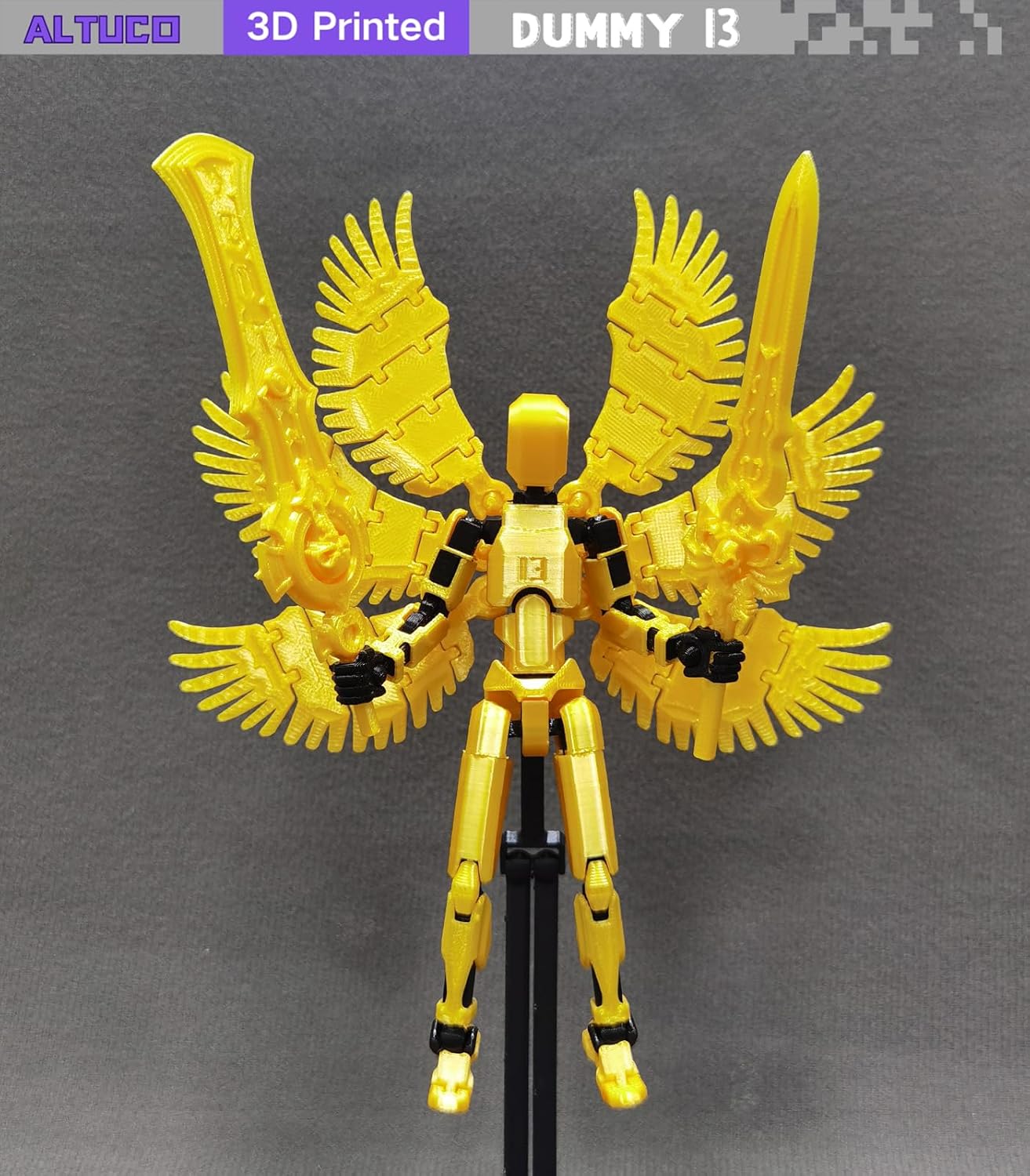 T13 Angel Action Figure with Multiple Accessories Assembled Titan 13 Desktop Decorative Toy 3D Printed Multi-Jointed Dummy 13 Figure with Bracket