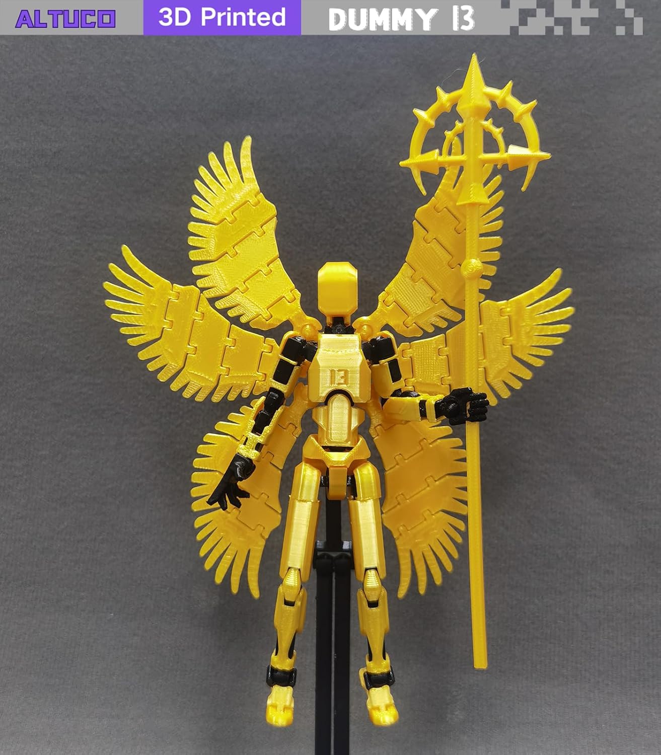 T13 Angel Action Figure with Multiple Accessories Assembled Titan 13 Desktop Decorative Toy 3D Printed Multi-Jointed Dummy 13 Figure with Bracket