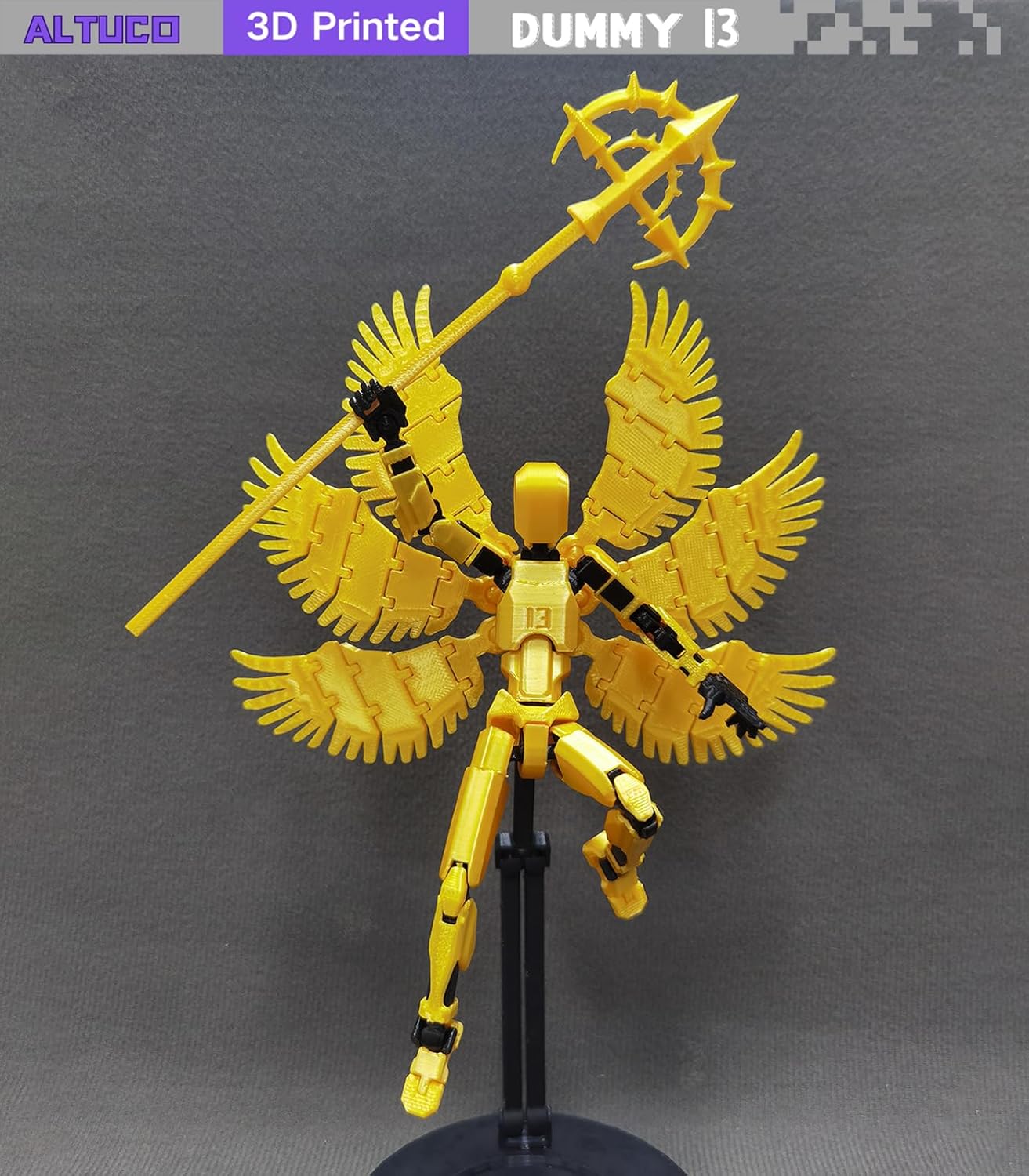 T13 Angel Action Figure with Multiple Accessories Assembled Titan 13 Desktop Decorative Toy 3D Printed Multi-Jointed Dummy 13 Figure with Bracket