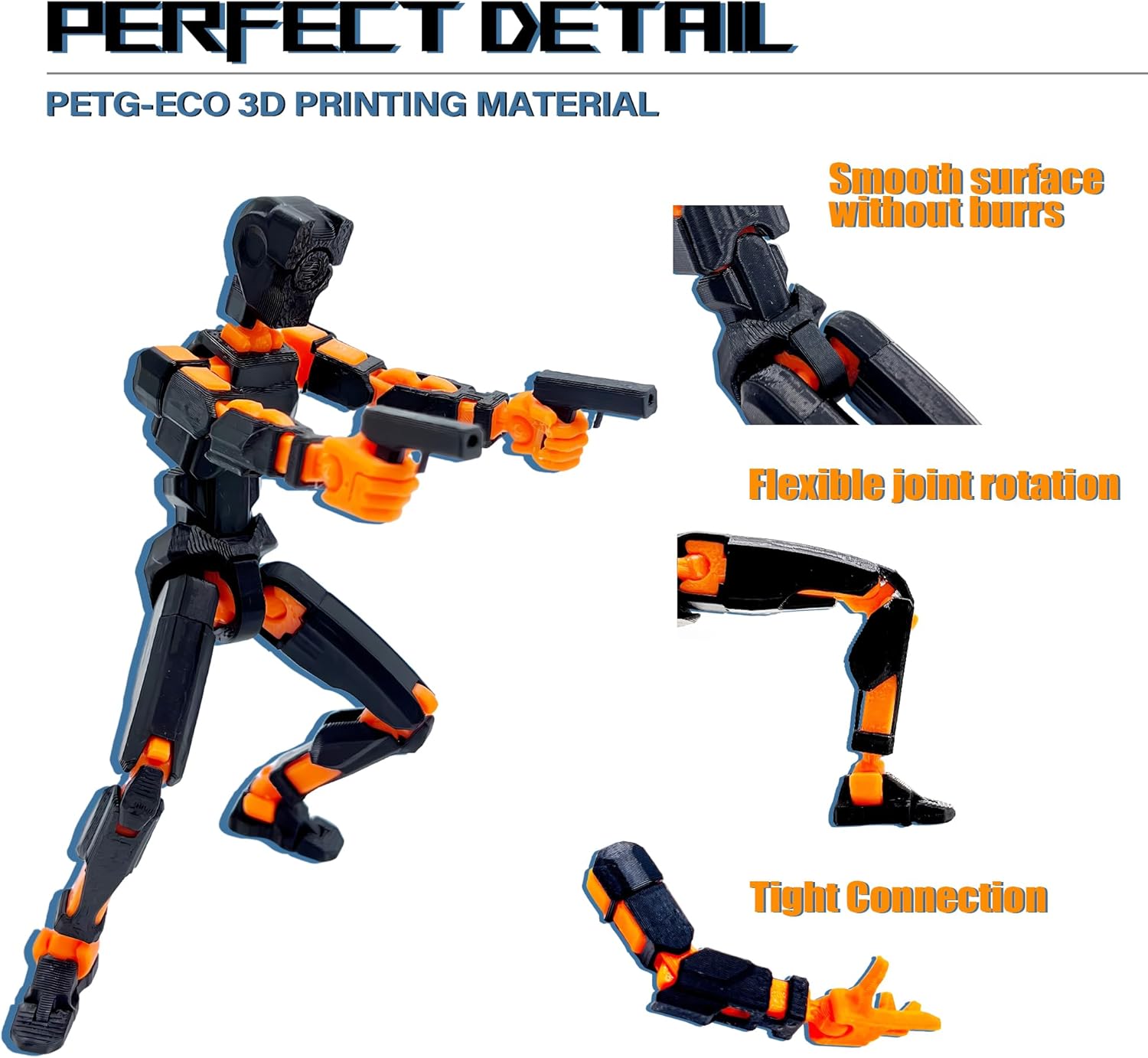T13 Action Figure Set 3D Printed Toys Robo 13 Dummy Titan Black Orange