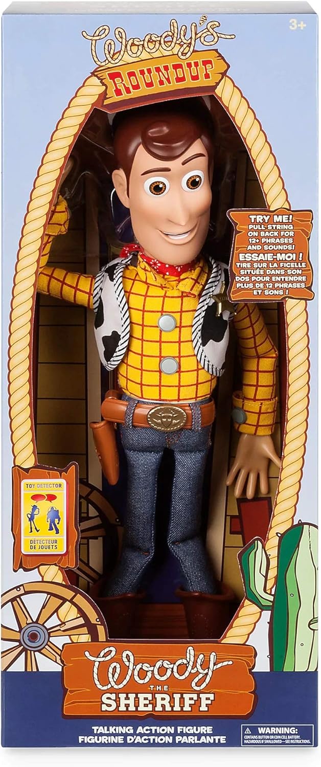 Disney Store Sheriff Woody Talking Action Figure Toy Story Sounds Phrases Interacts with Figures Toys.