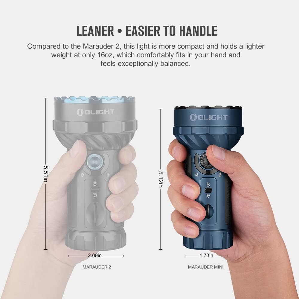 OLIGHT Marauder Mini 7000 Lumens Bright Flashlight 600 Meters Beam Distance Powerful RGB Lights Magnetic Rechargeable Outdoors Work Hunting Searching Midnight Blue