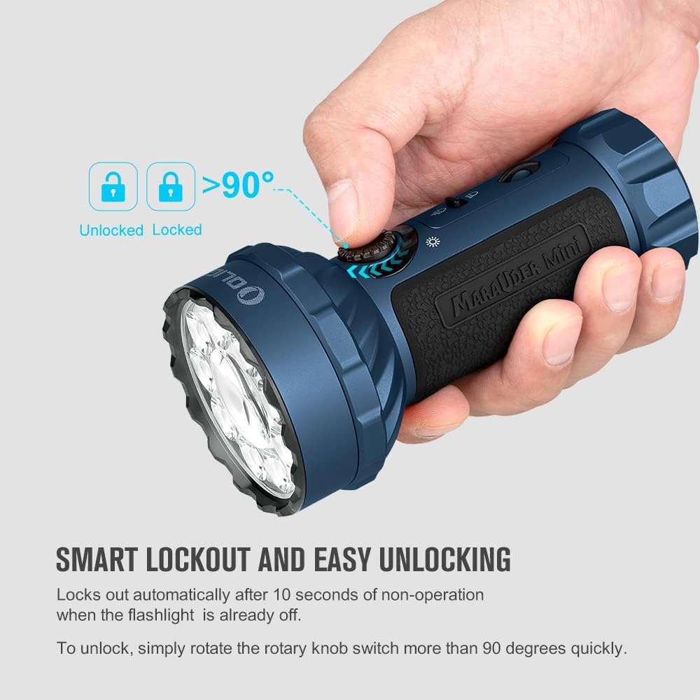 OLIGHT Marauder Mini 7000 Lumens Bright Flashlight 600 Meters Beam Distance Powerful RGB Lights Magnetic Rechargeable Outdoors Work Hunting Searching Midnight Blue