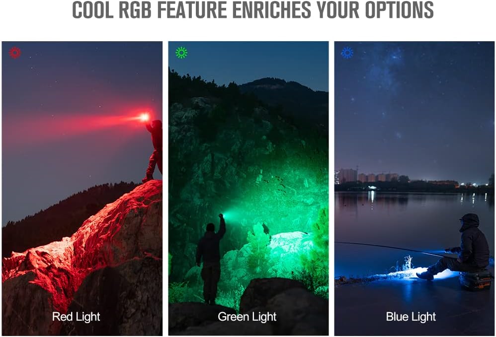 OLIGHT Marauder Mini 7000 Lumens Bright Flashlight 600 Meters Beam Distance RGB Lights Magnetic Rechargeable Outdoors Work Hunting Searching Black