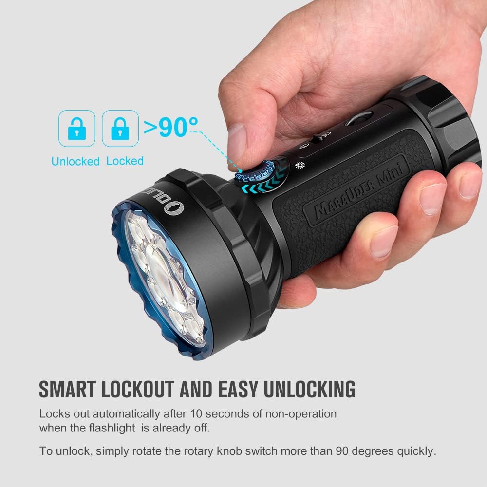 OLIGHT Marauder Mini 7000 Lumens Bright Flashlight 600 Meters Beam Distance RGB Lights Magnetic Rechargeable Outdoors Work Hunting Searching Black