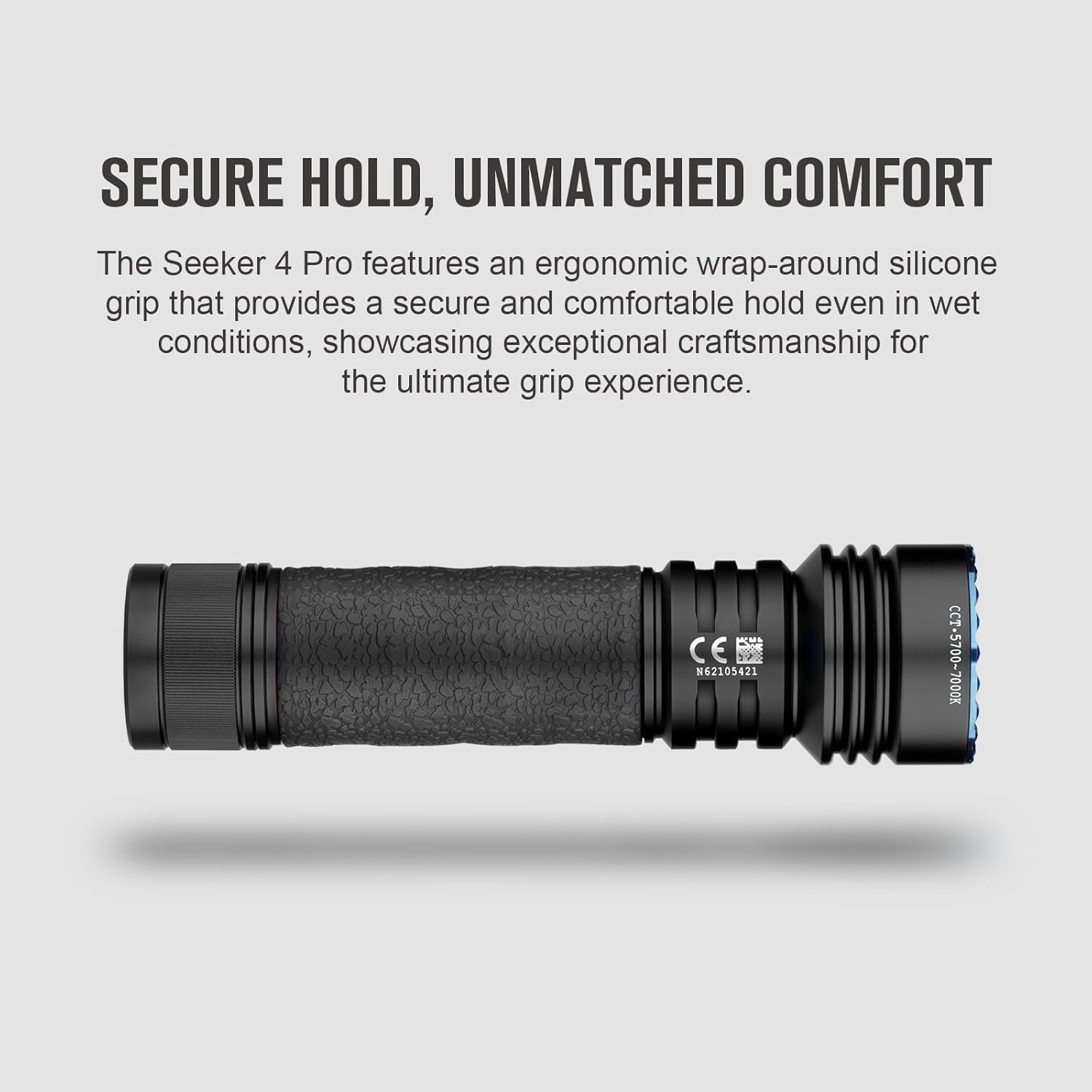 OLIGHT Seeker 4 Pro USB C Rechargeable Flashlight 4600 Lumens Waterproof IPX8 Matte Black Cool White