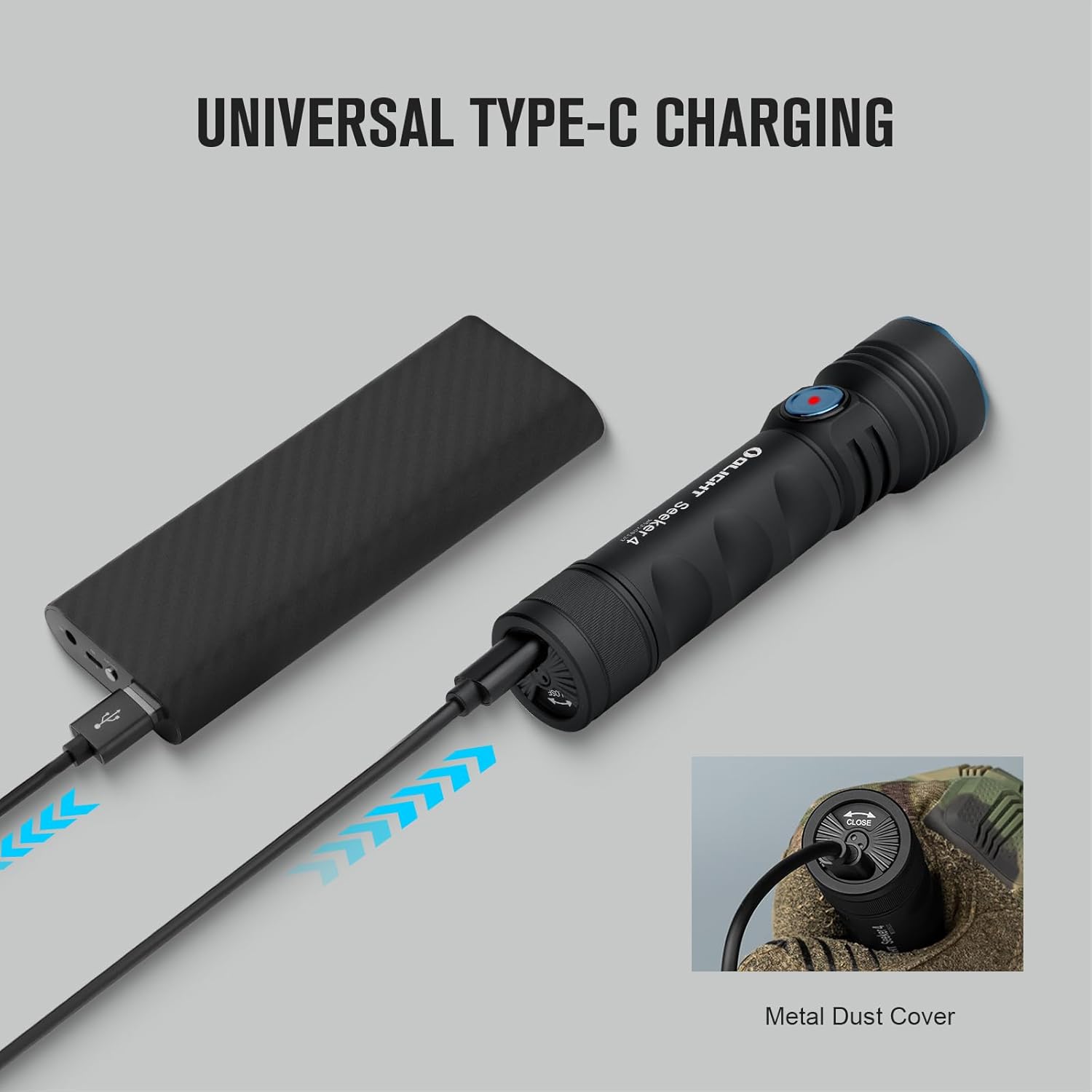 OLIGHT Seeker 4 Rechargeable Bright Flashlights 3100 Lumens High Powerful Flash Light with USB-C Charging 400 Meters Long Rage LED for Emergency Camping and Law Enforcement Matte Black