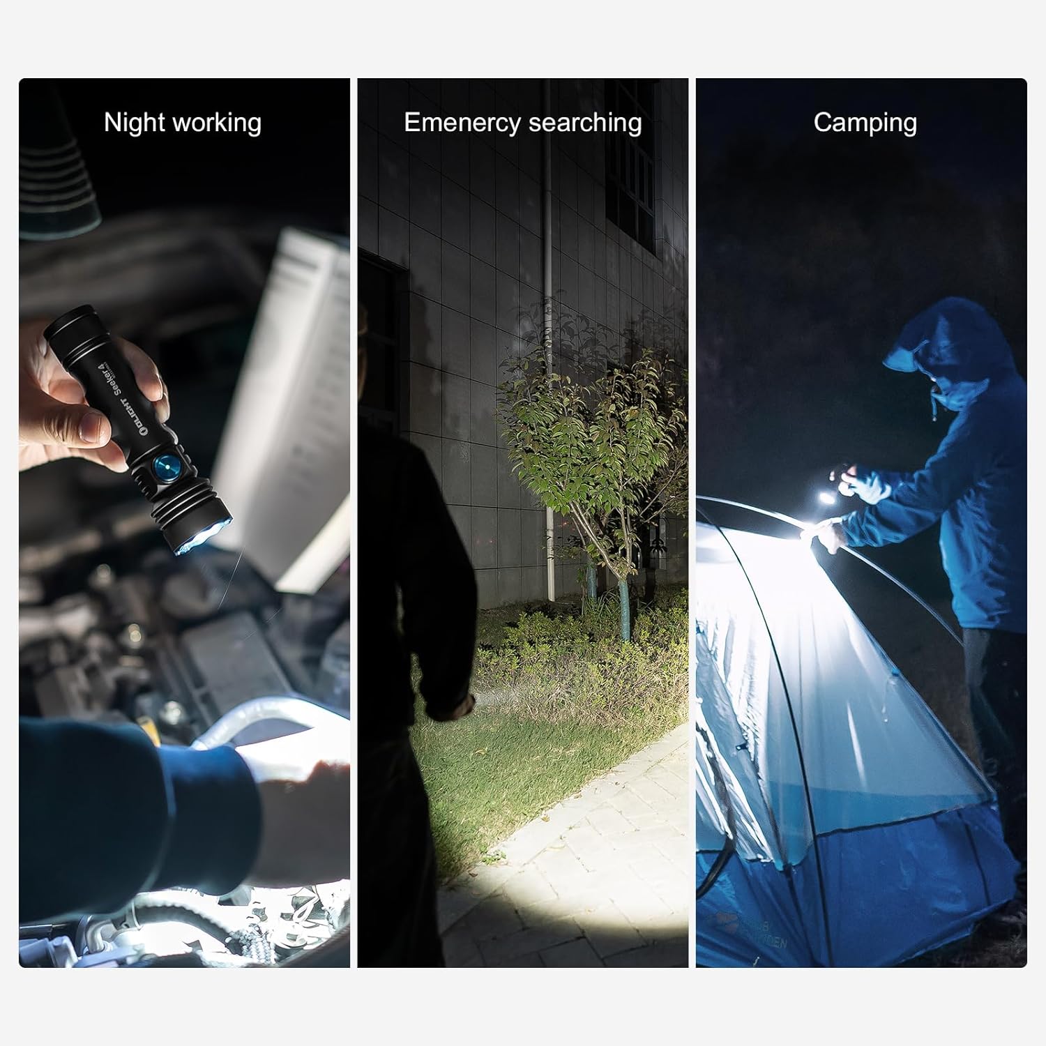 OLIGHT Seeker 4 Rechargeable Bright Flashlights 3100 Lumens High Powerful Flash Light with USB-C Charging 400 Meters Long Rage LED for Emergency Camping and Law Enforcement Matte Black
