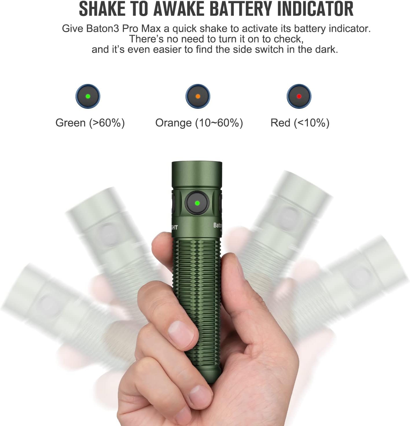 OLIGHT Baton3 Pro Max 2500 Lumens Rechargeable EDC Flashlights Safety Sensor Pocket Light Camping Hiking Emergency Cool White Light 5700~6700K