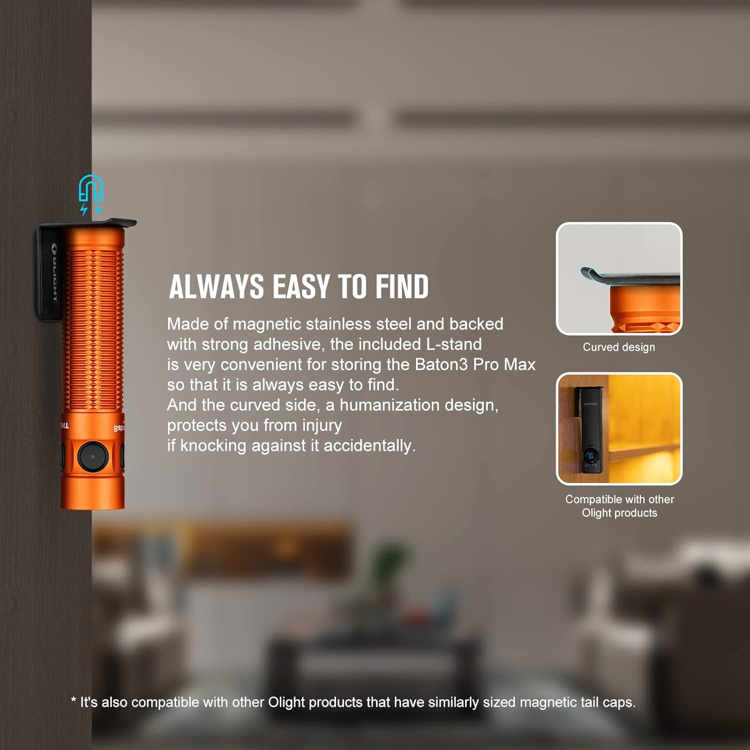 OLIGHT Baton3 Pro Max Flashlight Rechargeable Compact EDC Safety Proximity Sensor 2500 LED High Lumens Camping Hiking Emergency Orange Cool White