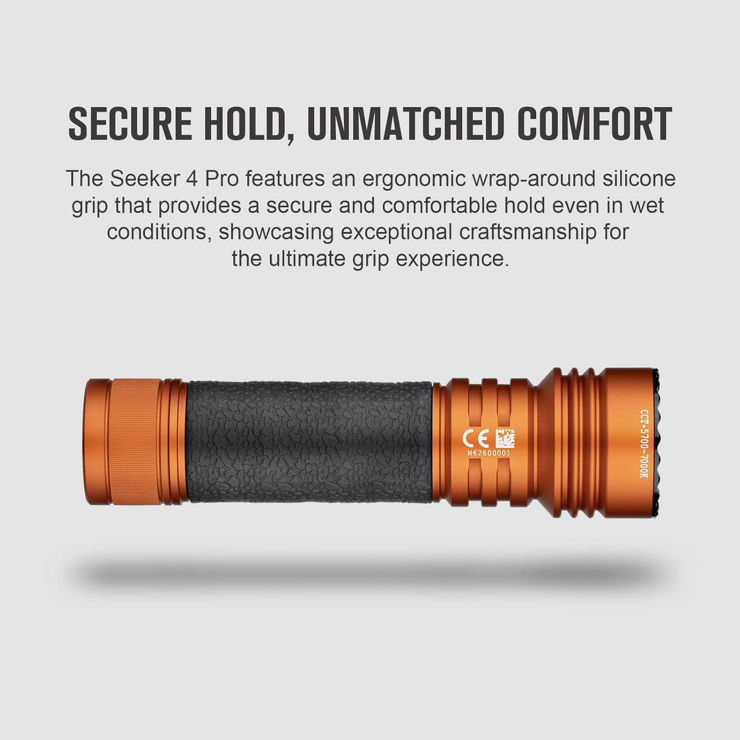 OLIGHT Seeker 4 Pro Rechargeable Flashlights 4600 Lumens USB C Holster Waterproof IPX8 Emergencies Camping Searching Orange Cool White
